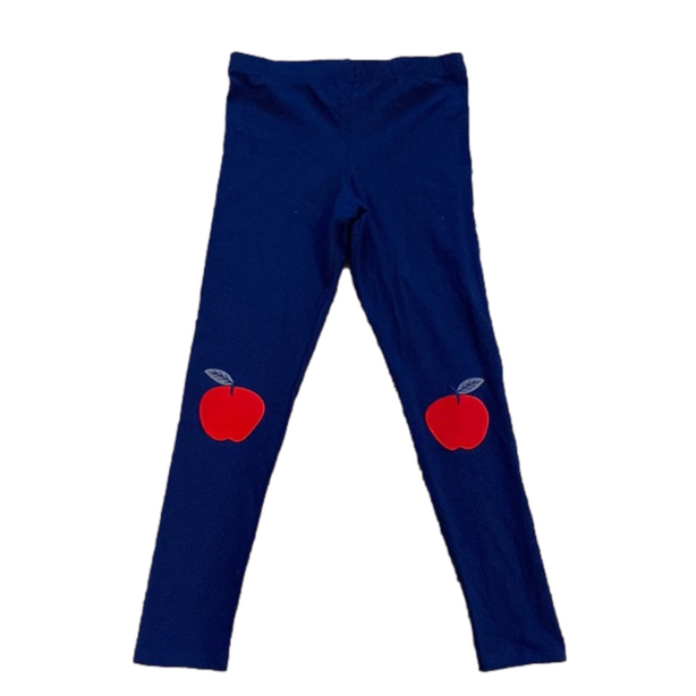 Leggings with Apples on Knees Blue Girl Size 8 NWOT